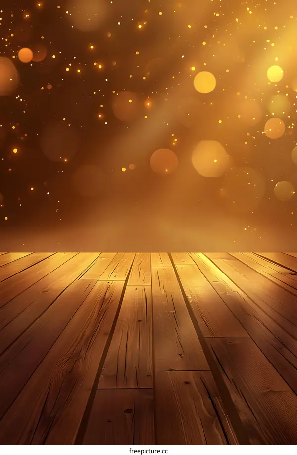 Golden glittering wooden floor background