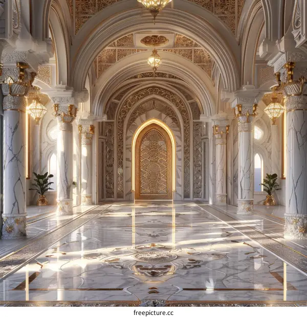 Grand Palace Interior Design with Golden Accents
