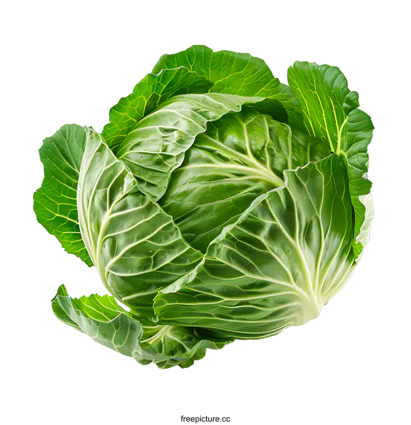 [Transparent Background PNG]Fresh Green Cabbage Isolated on White