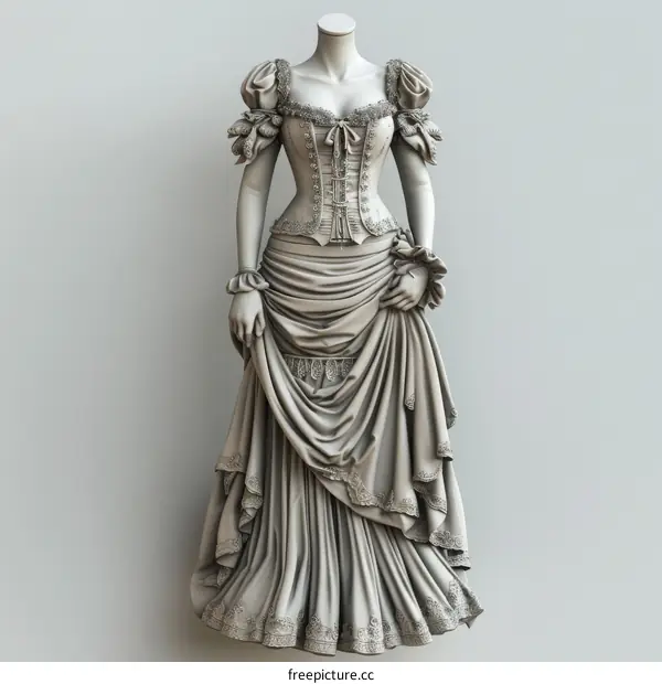 Elegant Victorian Era Dress Design Illustration