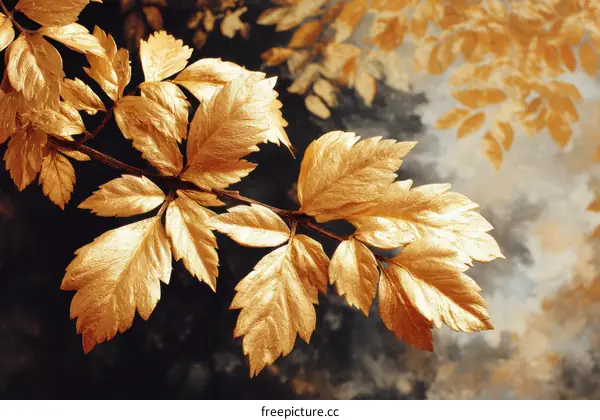 Golden Leaves Artwork Nature Background