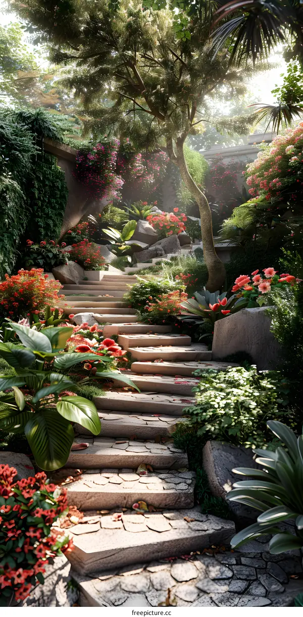 Stone path in a magical forest