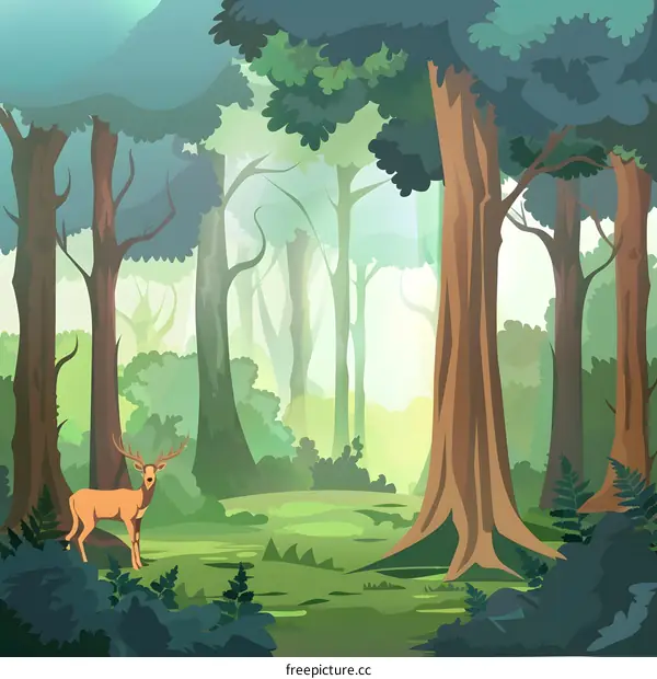 Illustration of a Deer in the Forest