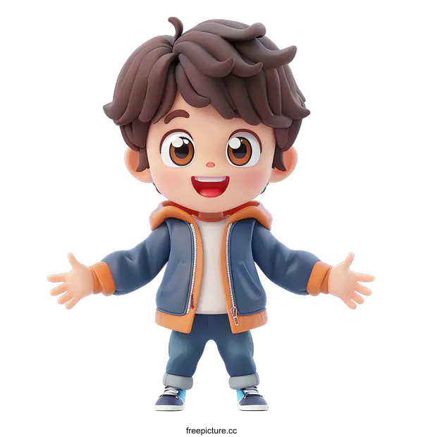[Transparent Background PNG]3D cartoon character of a boy