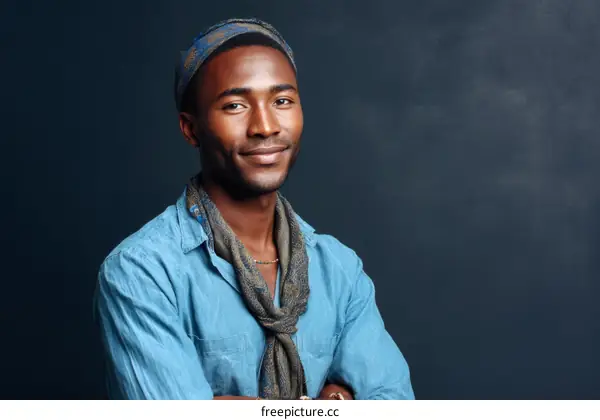 African Man in Stylish Light Blue Shirt