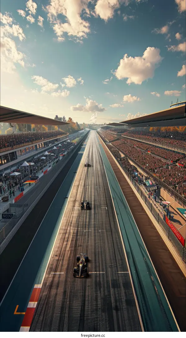 Formula 1 Race Cars at High Speed on the Track