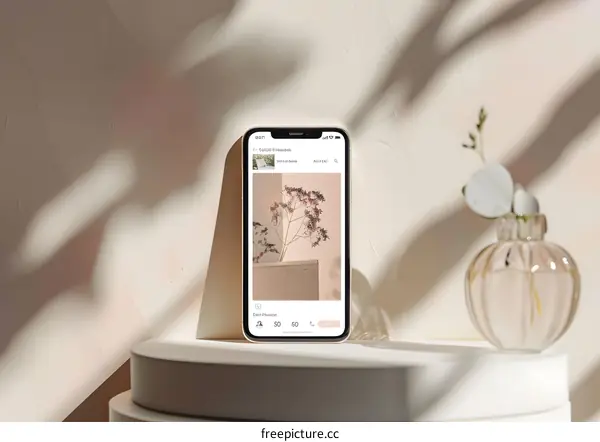 Minimalist Phone Mockup with Dried Flowers in Vase