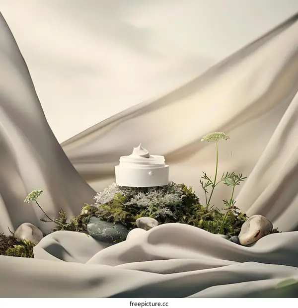 Natural Skin Care Cream with Floral Design