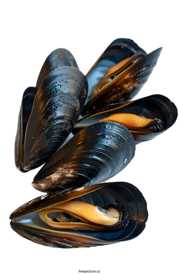 [Transparent Background PNG]Fresh Mussels on a White Background
