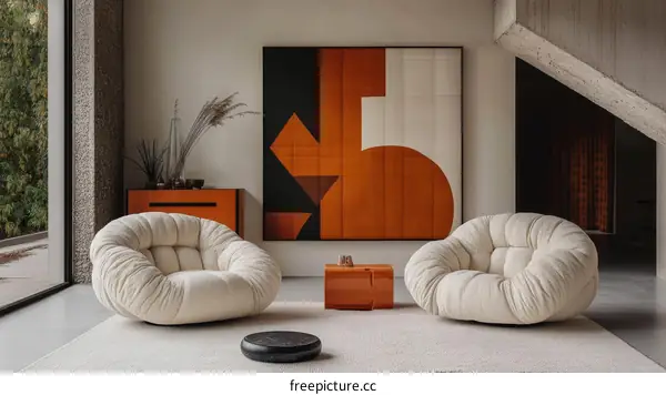 Modern Cream-Colored Armchair in a Stylish Living Room