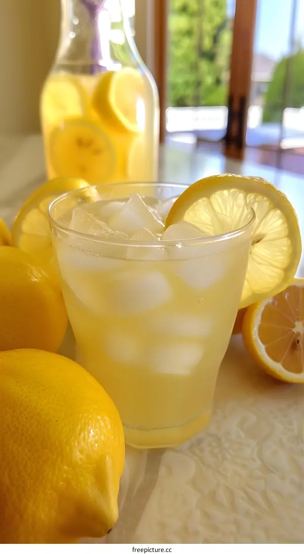 Refreshing Summer Lemon Drink with Ice