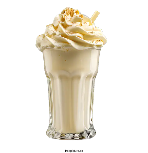 [Transparent Background PNG]Vanilla Milkshake with Whipped Cream and Crumbs