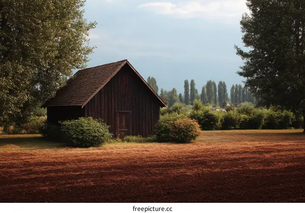 Rustic Wooden Shed in a Countryside Setting