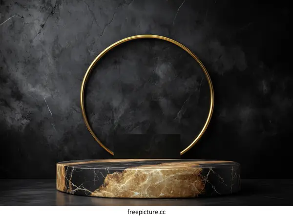 Luxury Marble Podium with Golden Circle Frame