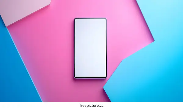 Blank Smartphone Screen Mockup On Colorful Abstract Background
