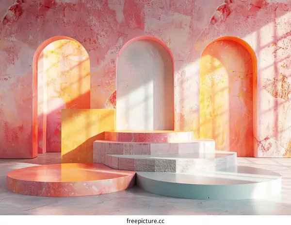 Modern Interior Design Showcase with Geometric Shapes