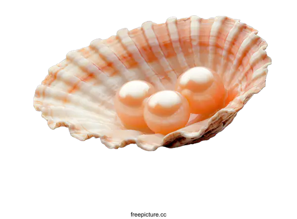 [Transparent Background PNG]Three pearls in a shell