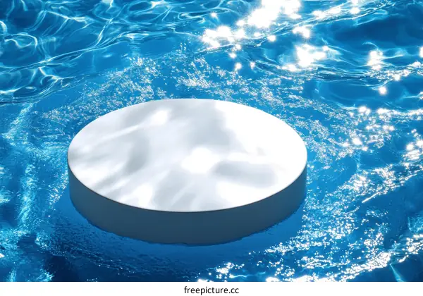 White Round Platform in a Blue Water Scene