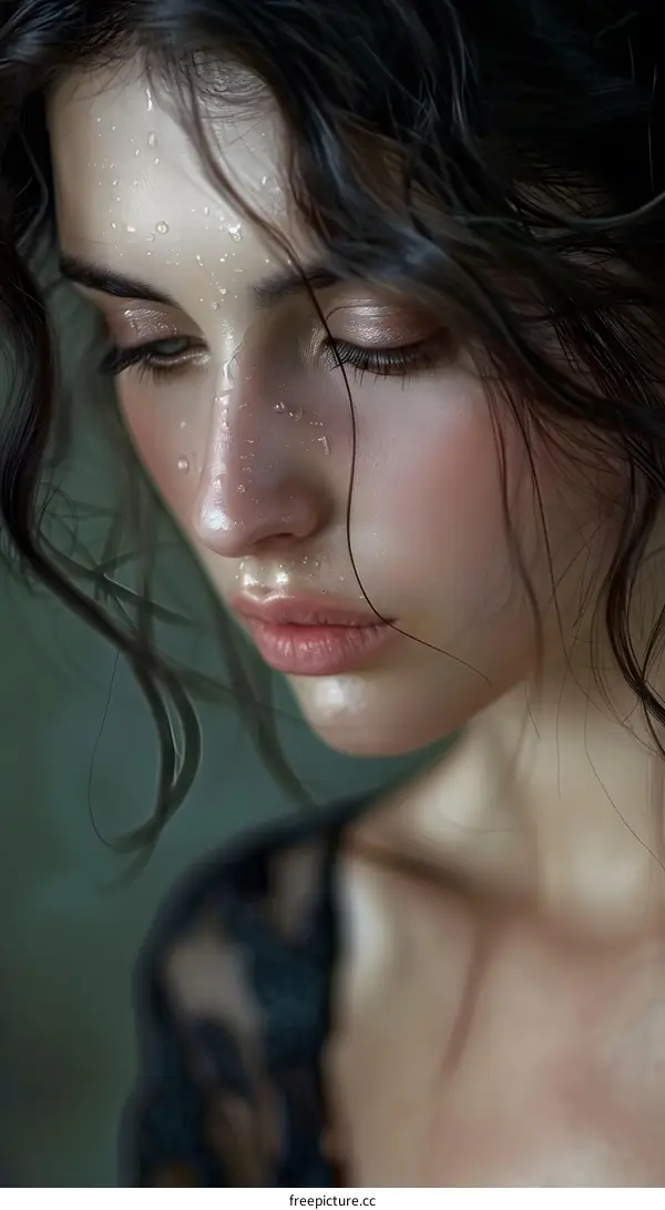 portrait of a beautiful woman with wet hair