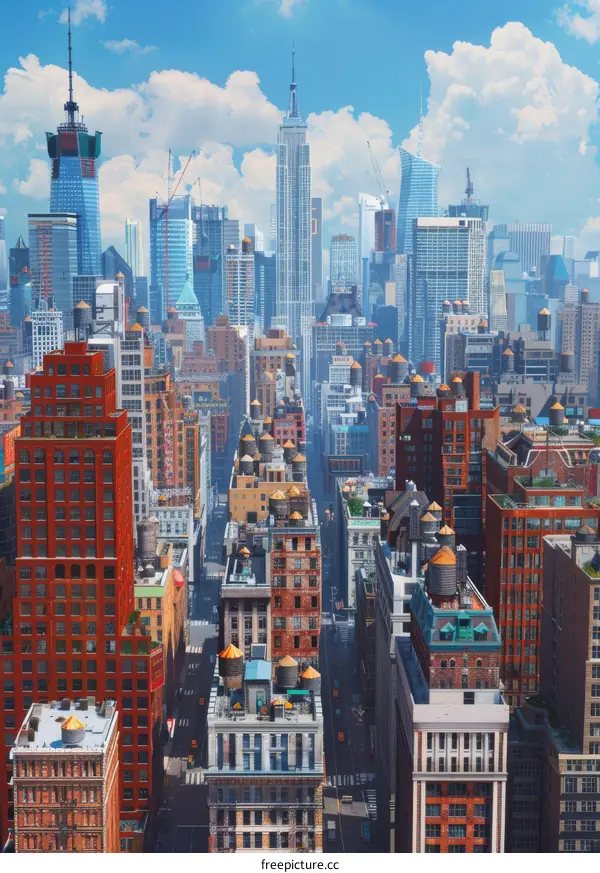 New York Skyline with Focus on Water Towers