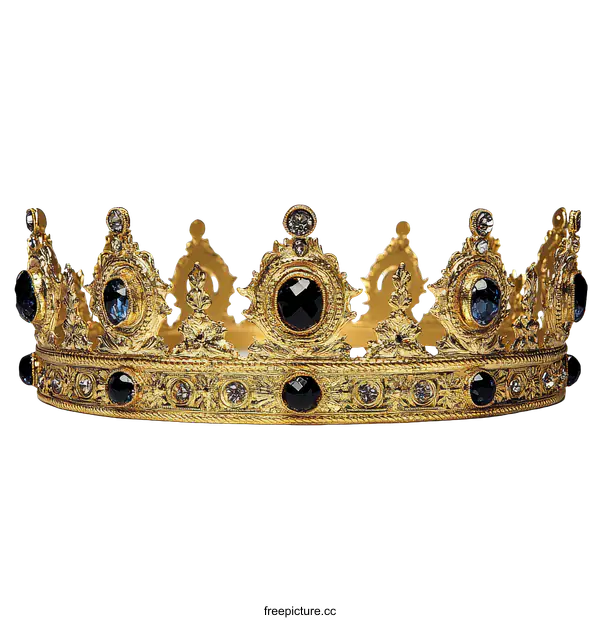[Transparent Background PNG]Golden Crown with Jewels