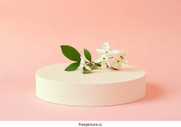 Elegant Pastel Pink Floral Display on Cream Pedestal