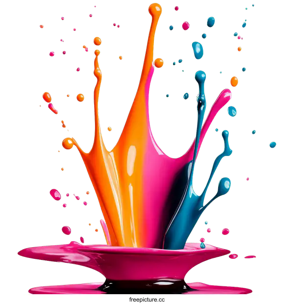 [Transparent Background PNG]Colorful Paint Splatter Artistic Illustration