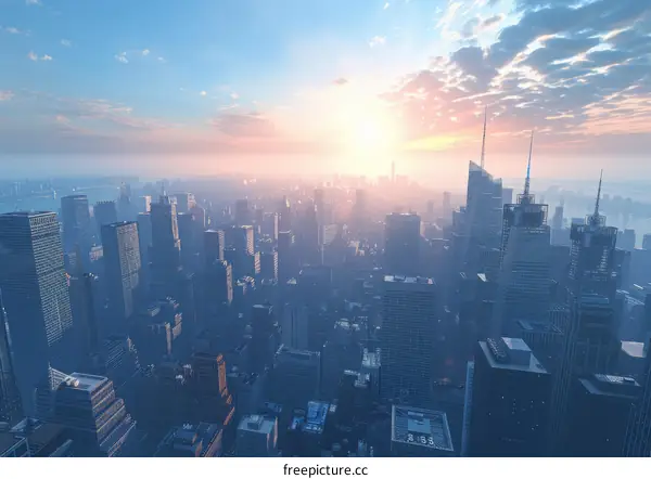 New York Cityscape at Sunset