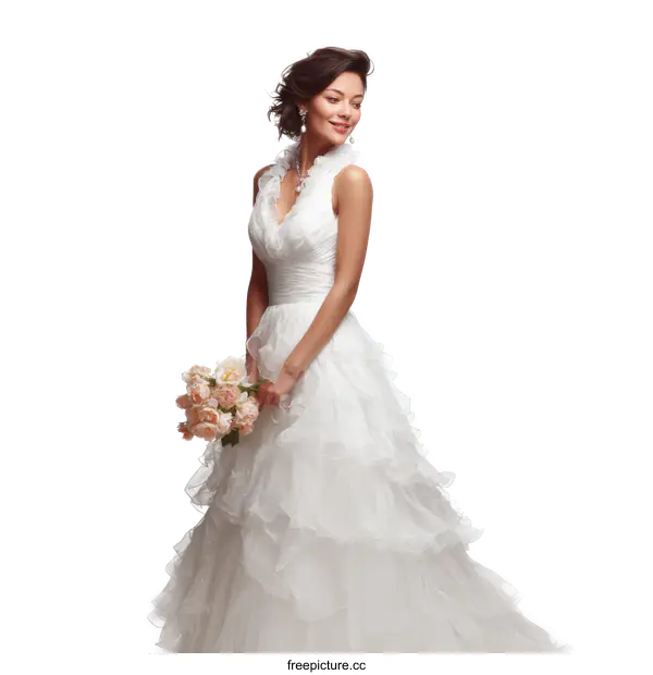 [Transparent Background PNG]Elegant Bride in a Beautiful Wedding Dress