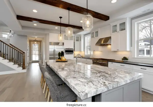 Modern Kitchen Island with Granite Countertop