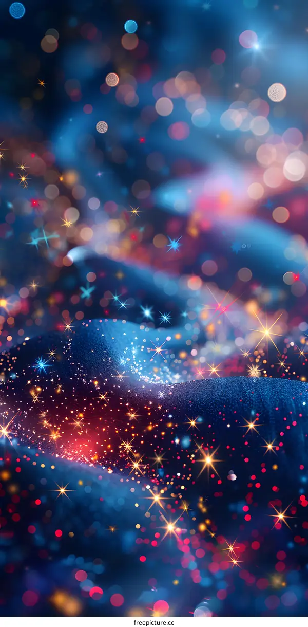 Blue glitter background with red and pink highlights