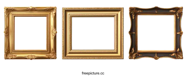 [Transparent Background PNG]Collection of Golden and Dark Frames