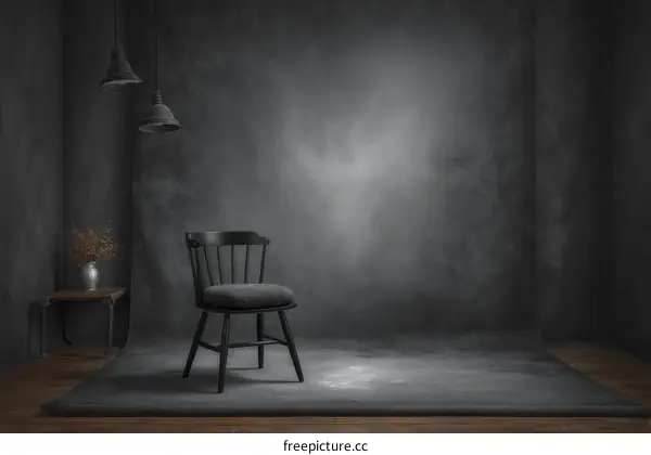Dark Studio Room with a Single Chair