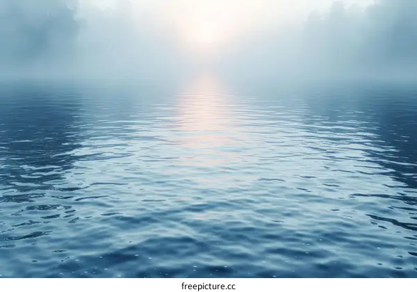 Misty lake at sunrise