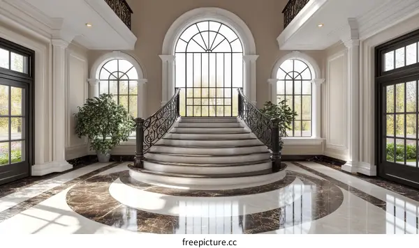 Grand Hallway with Spiral Staircase