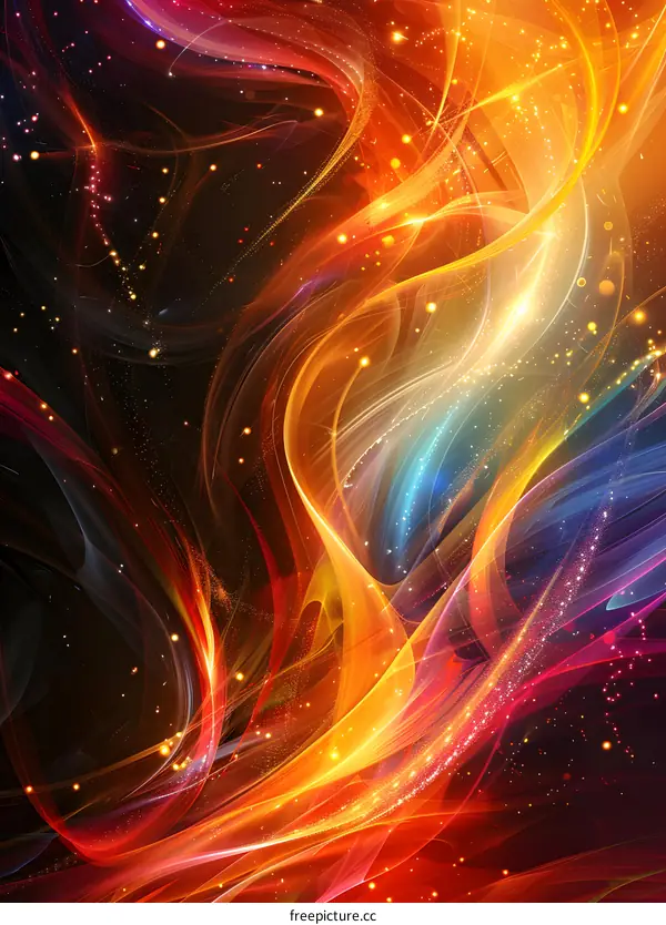 Abstract Wavy Colorful Light Painting