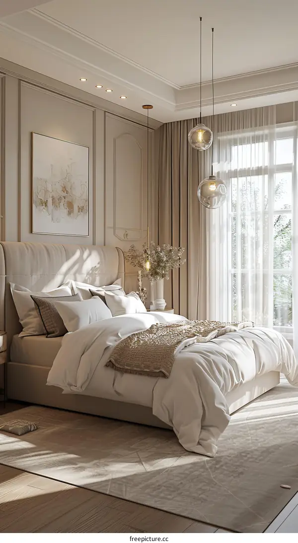 Elegant Beige Bedroom Interior Design
