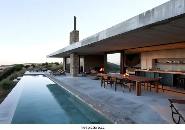 Modern House with Swimming Pool and Patio