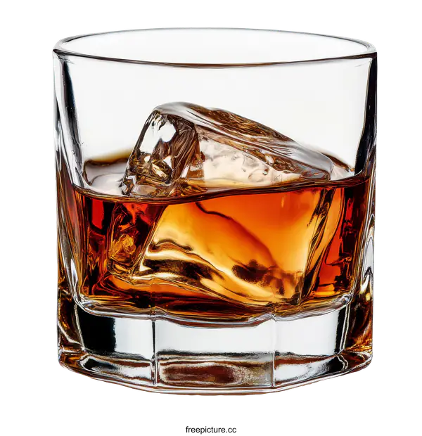 [Transparent Background PNG]Whiskey in a Glass with Ice