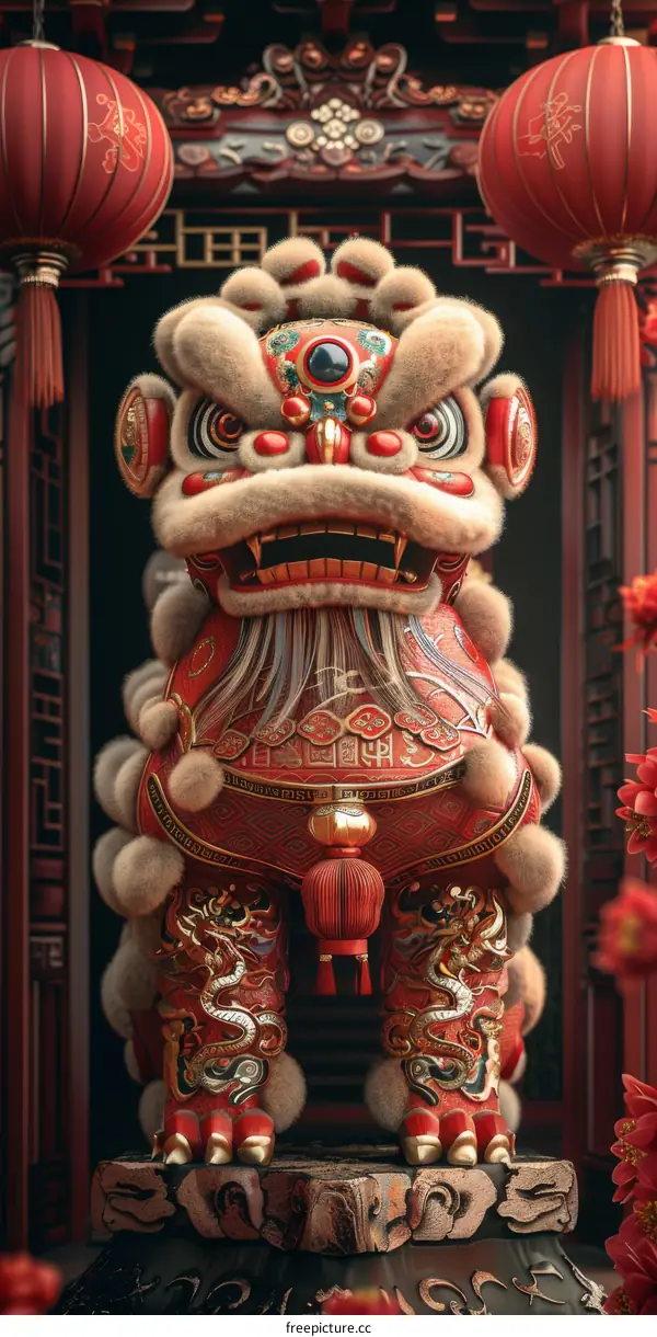 Lion Dance Performance in Celebration of Chinese New Year