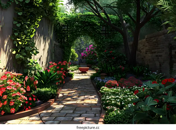 The landscape design效果图 of the garden