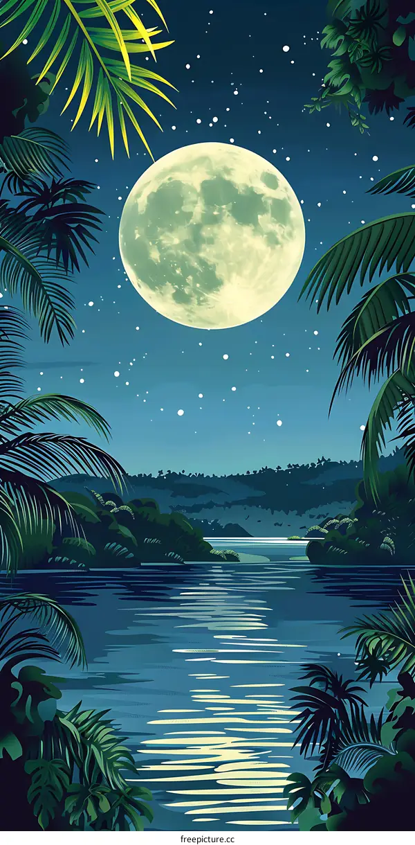 Full Moon Night in the Tropical Rainforest