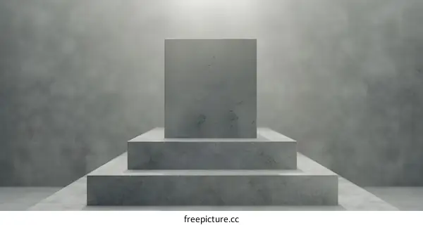 Grey Concrete Platform With Spotlight