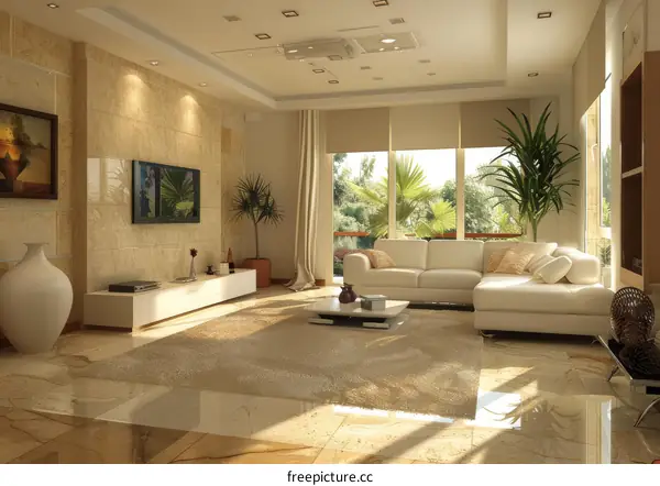 Bright modern living room interior design