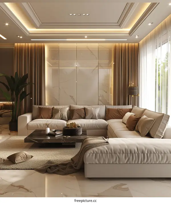 Luxurious and Modern Beige Living Room Decor