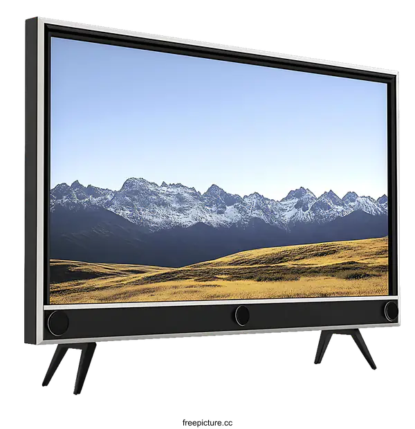 [Transparent Background PNG]Modern Flat-Screen TV with Landscape View