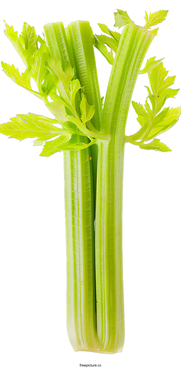 [Transparent Background PNG]Fresh Green Celery Stalks on White Background