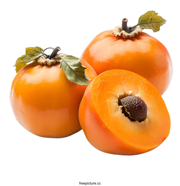 [Transparent Background PNG]Ripe persimmons isolated on white background
