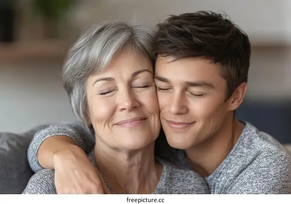 Affectionate Mother Son Embrace