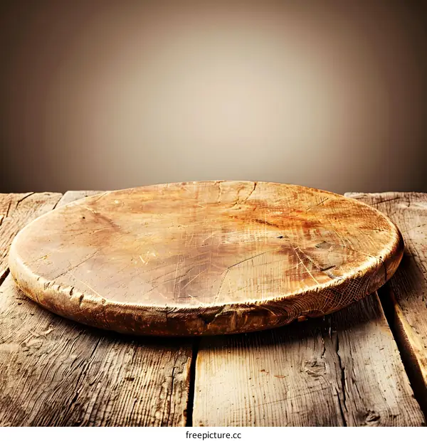 Rustic Wooden Cutting Board on a Wooden Table